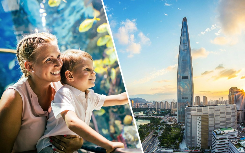 Kombi (38% sparen): Lotte World und Aquarium + Seoul Sky Observatory Tickets (COMBO: Lotte World and Aquarium + Seoul Sky Observatory)